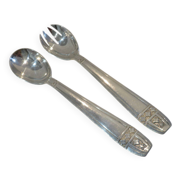 service à salade 2p métal argenté modèle grand prix de Monaco 24,6cm