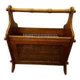 Oak caned magazine rack