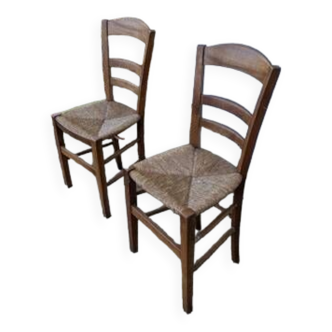 Pair of straw chairs