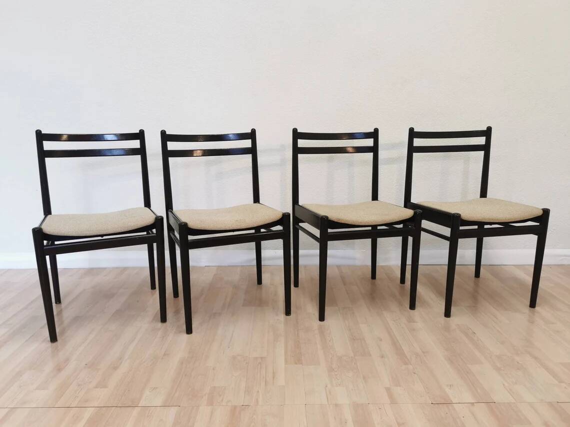 Set of 4 Stol Kamnik Dining Chair: Vintage Scandinavian Beech Wood, Yugosla