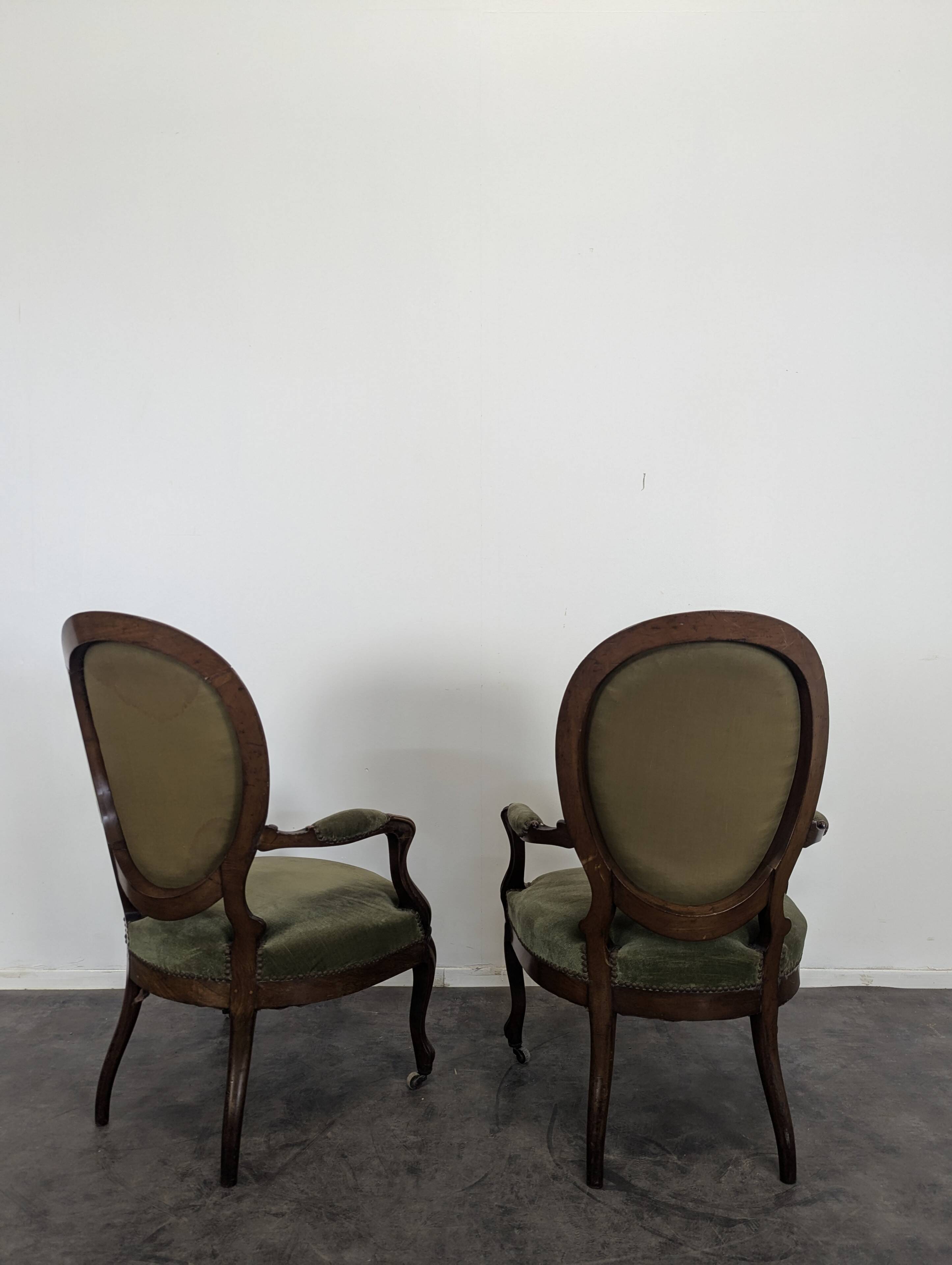 Pair of Louis XV style armchairs in mahogany