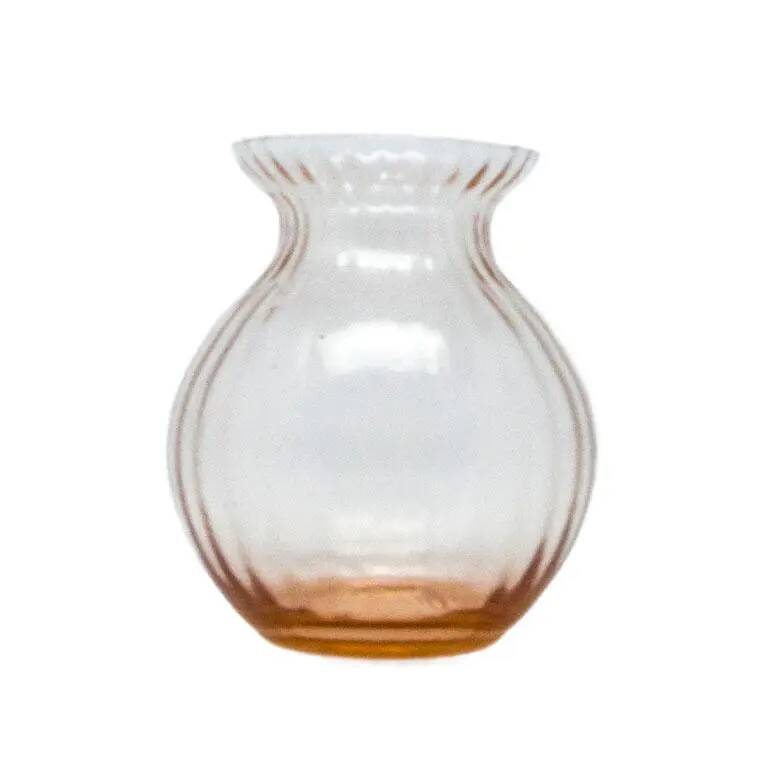 Miniature Art Deco vase, pink glass, Poland, 1930s