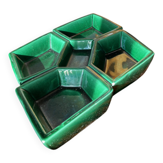 Compartmented dish VALLAURIS J-M Faux Barbotine diamond-shaped earthenware 60s