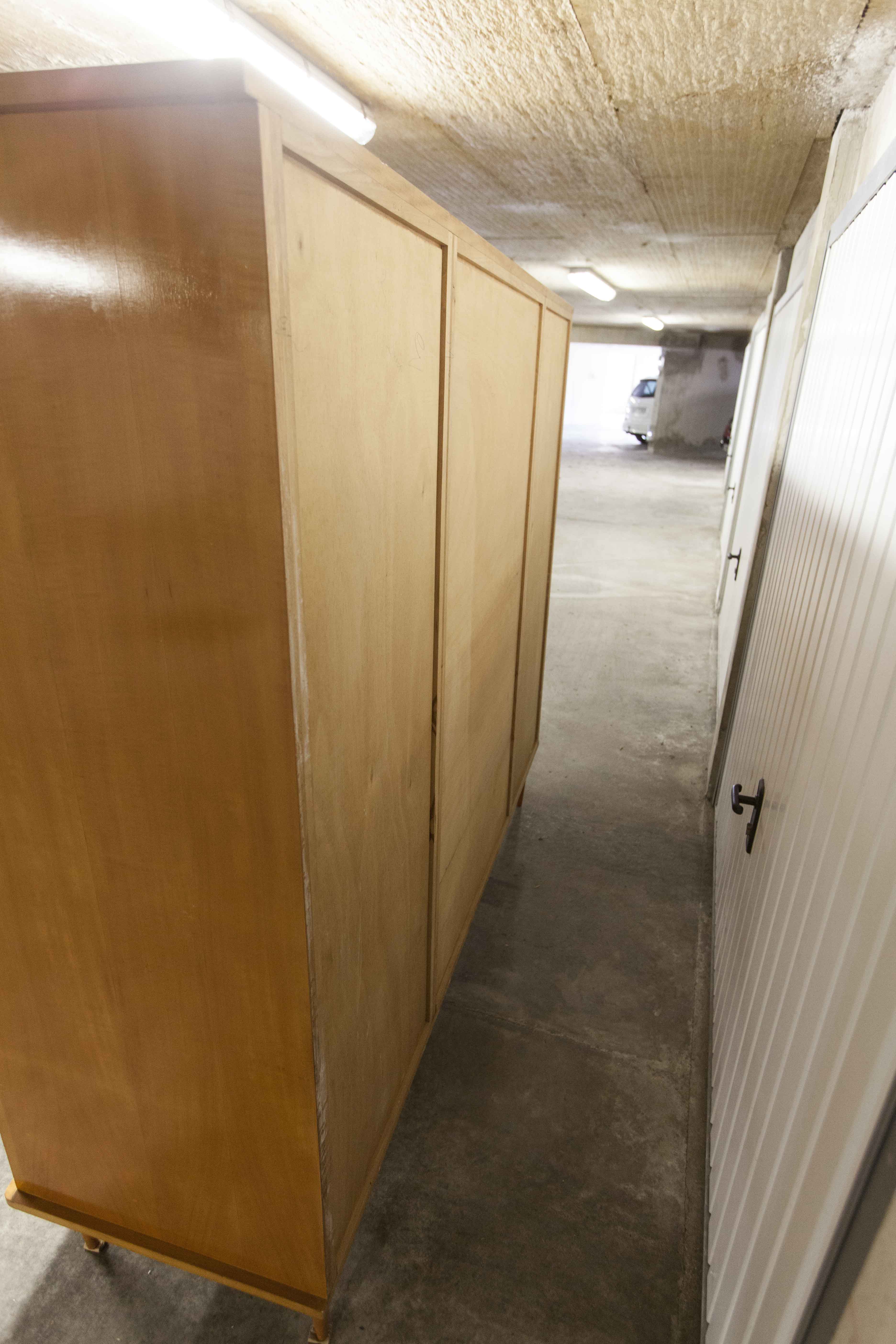 Scandinavian wardrobe 1960 honey color 4 doors L 205 cm
