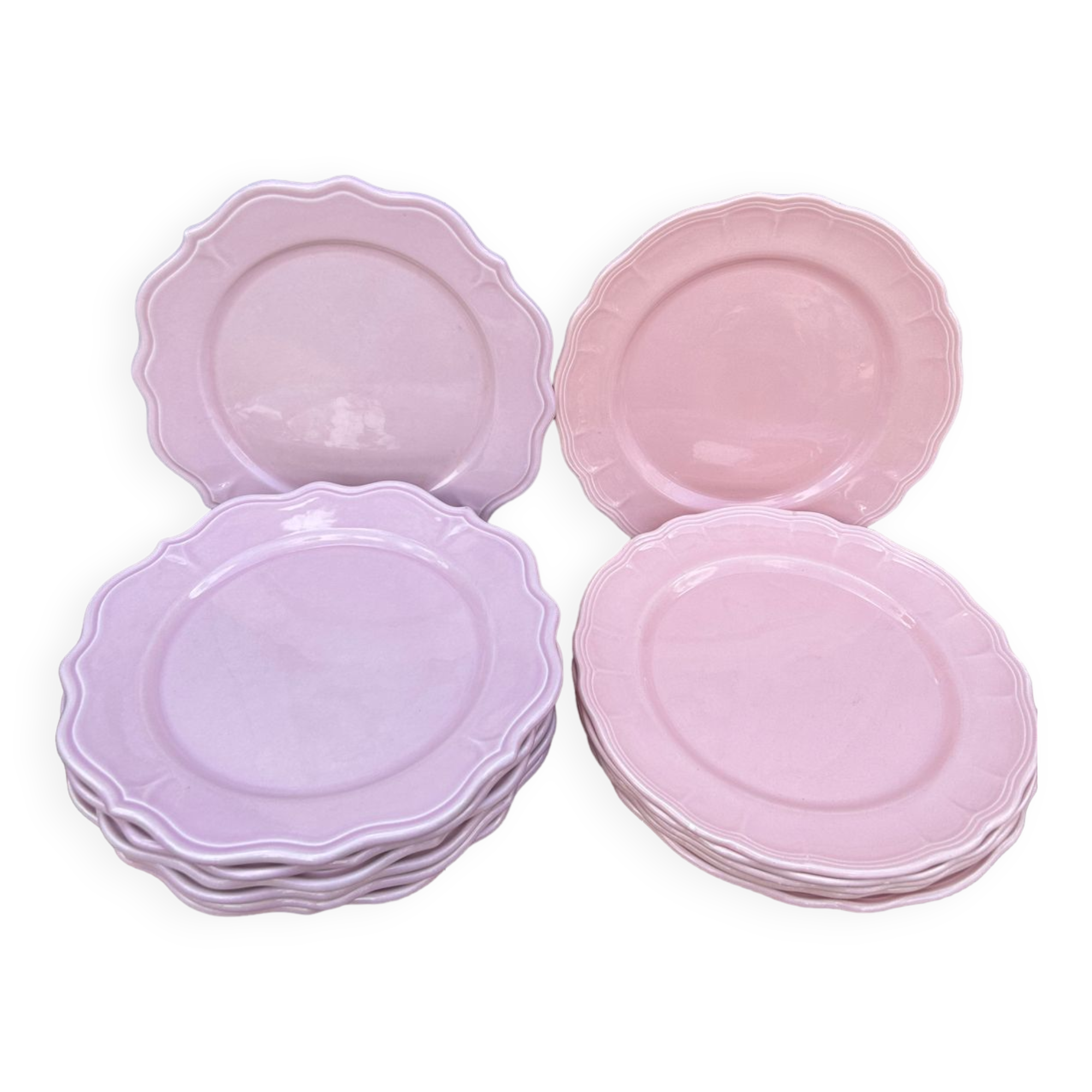 13 vintage powder pink plates