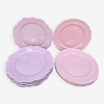 13 assiettes vintage rose poudré