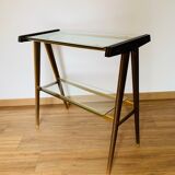 Vintage console in wood, glass and gold metal