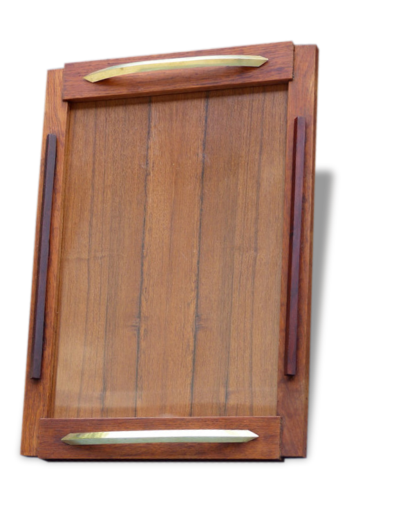 Tray wood and brass vintage