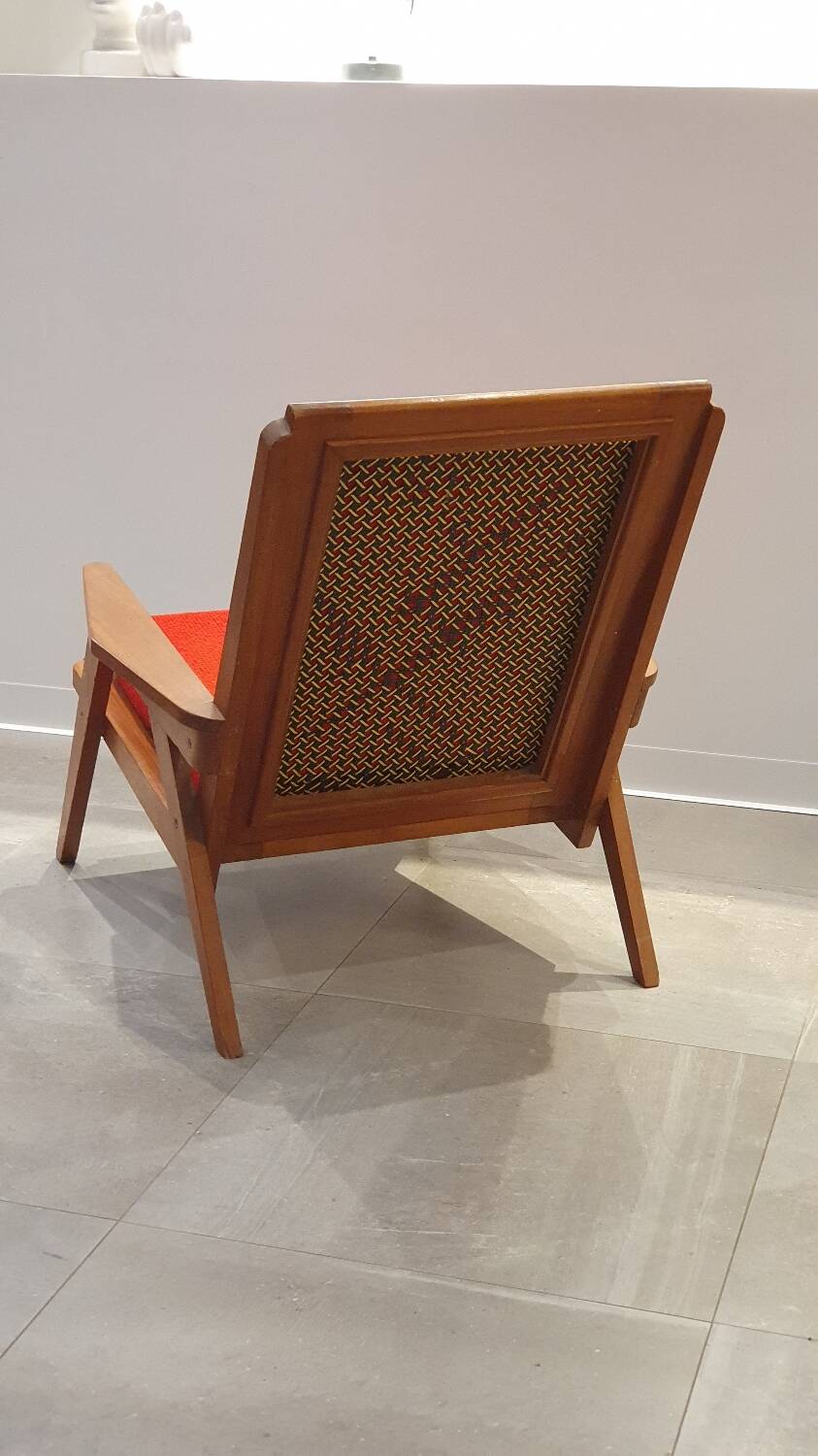 Mahogany cane armchair from the 60s