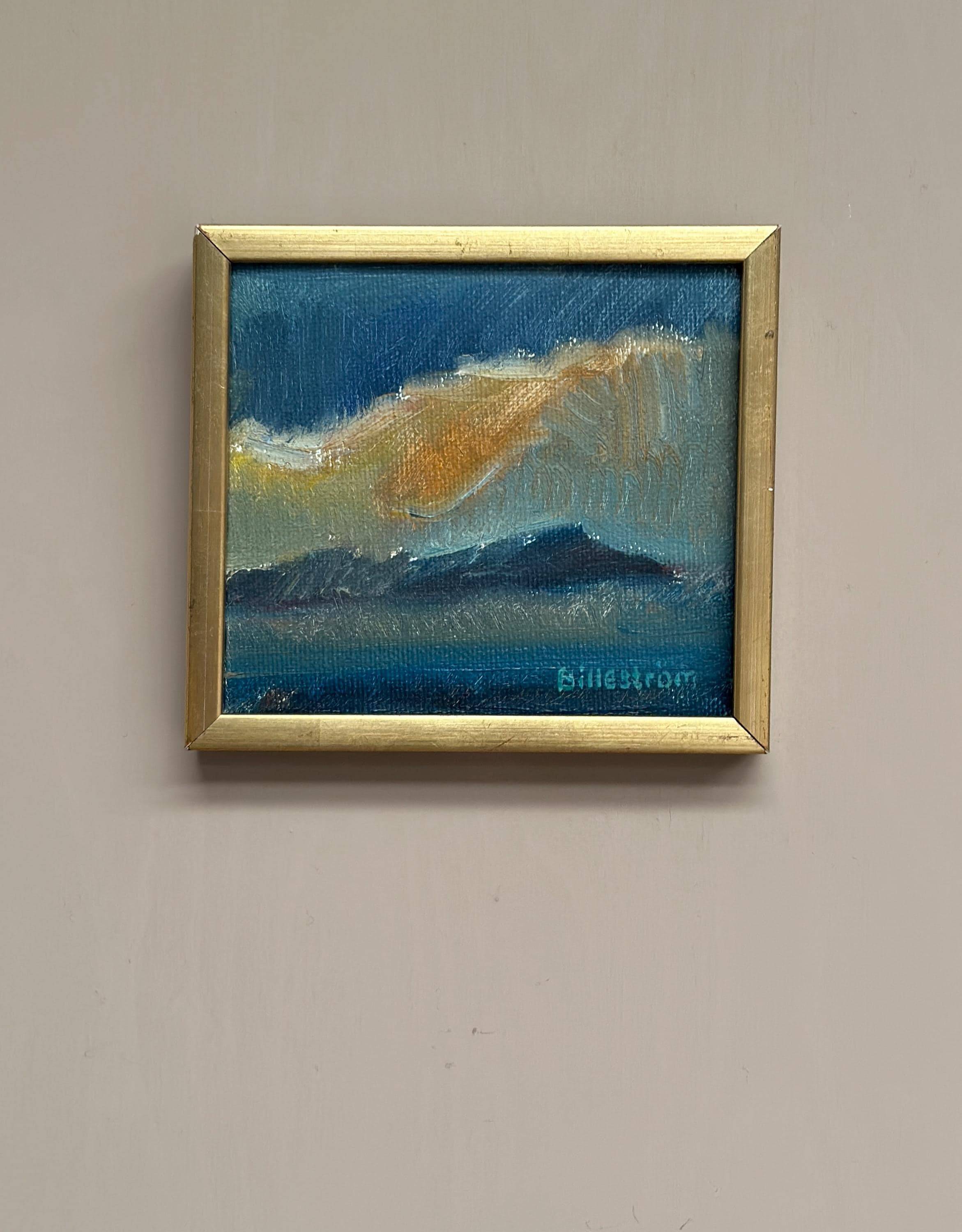 Huile sur toile originale suédoise – “Lueur du coucher de soleil” par Carl Erik Billeström, encadrée