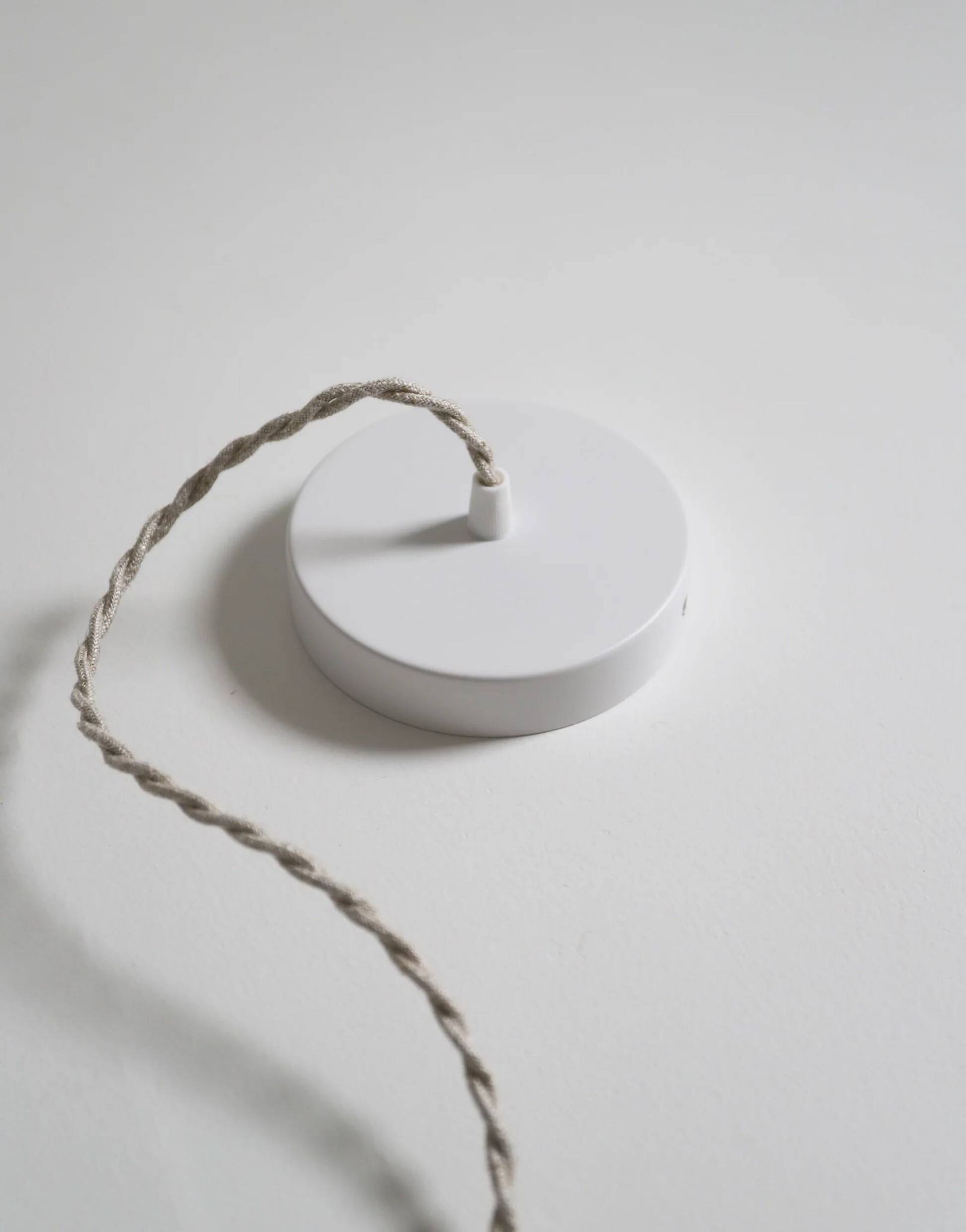 "Olga" pleated pendant light in beige checked fabric and turned wood finish