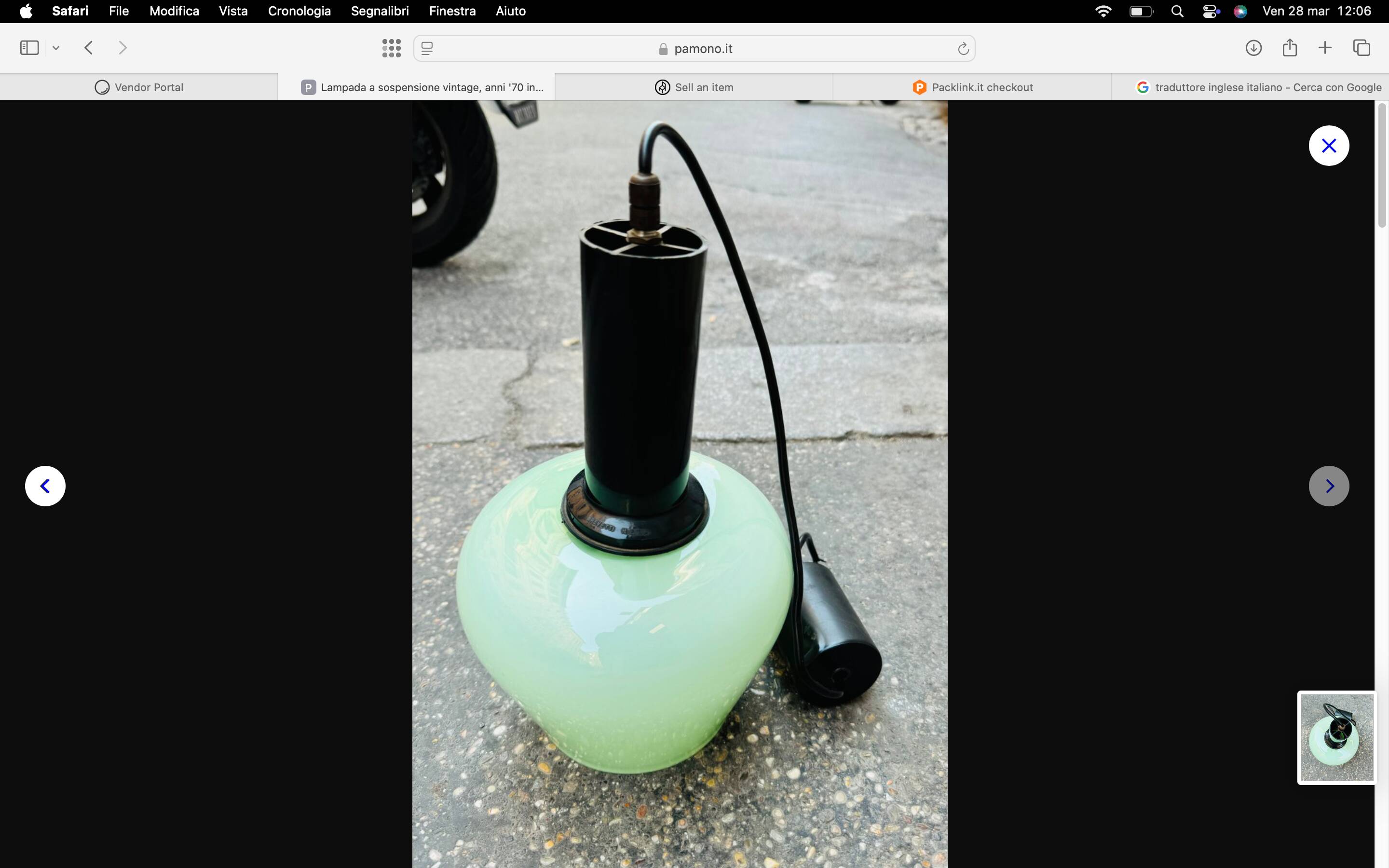 Lampada a sospensione vintage, anni '70