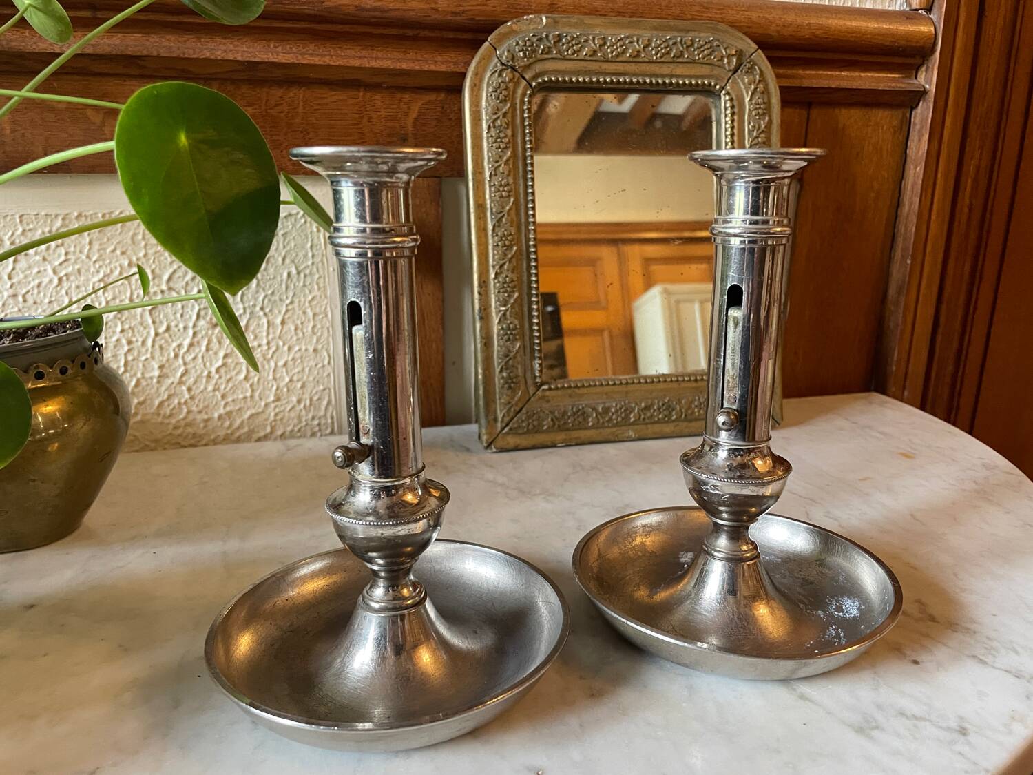 Antique up and down candlesticks