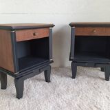 Art Deco walnut bedside tables.