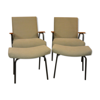 Rio armchair set with footrest by Pierre Guariche
