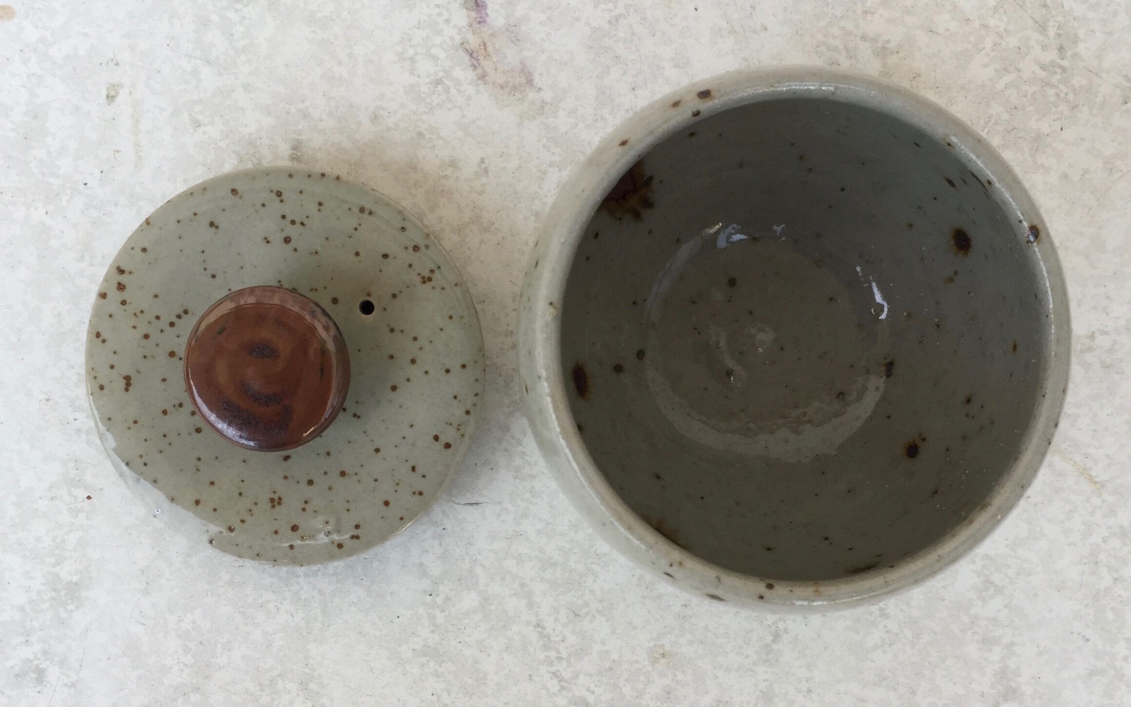 Sugar bowl in pyrity sandstone.