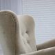 1960s, Danish armchair, green furniture velour, oak wood legs.