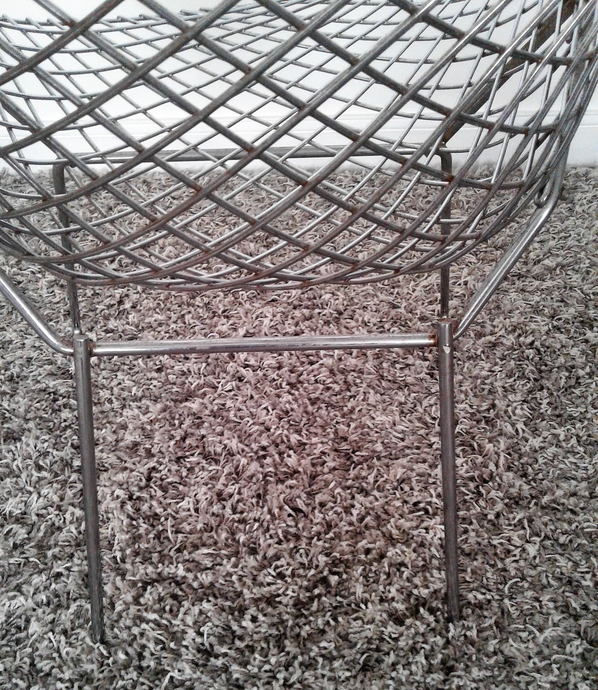 Diamond design chromed metal Chair Harry Bertoia Knoll early 1970s edition