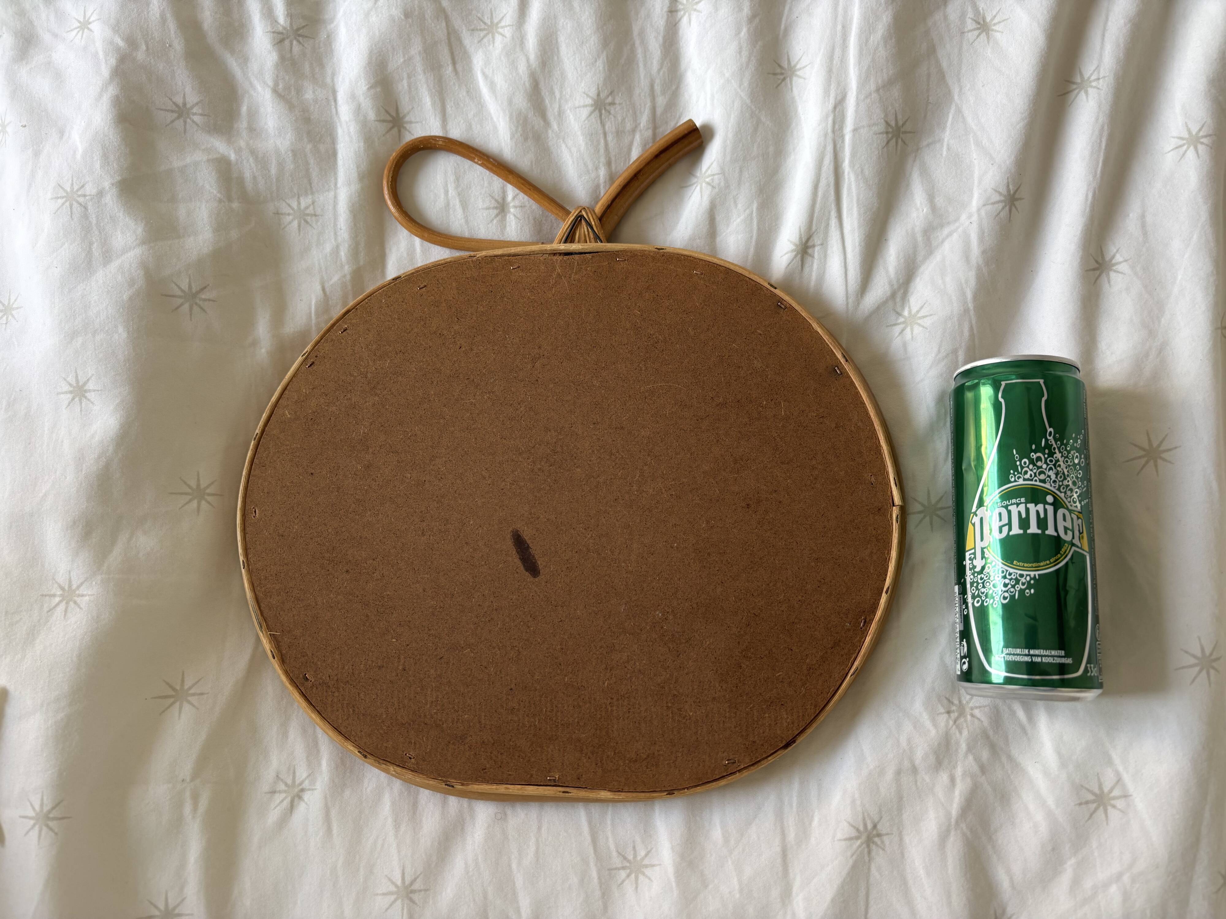 Vintage mirror 1960 apple rattan wicker bamboo - 32 x 33 cm