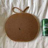 Vintage mirror 1960 apple rattan wicker bamboo - 32 x 33 cm