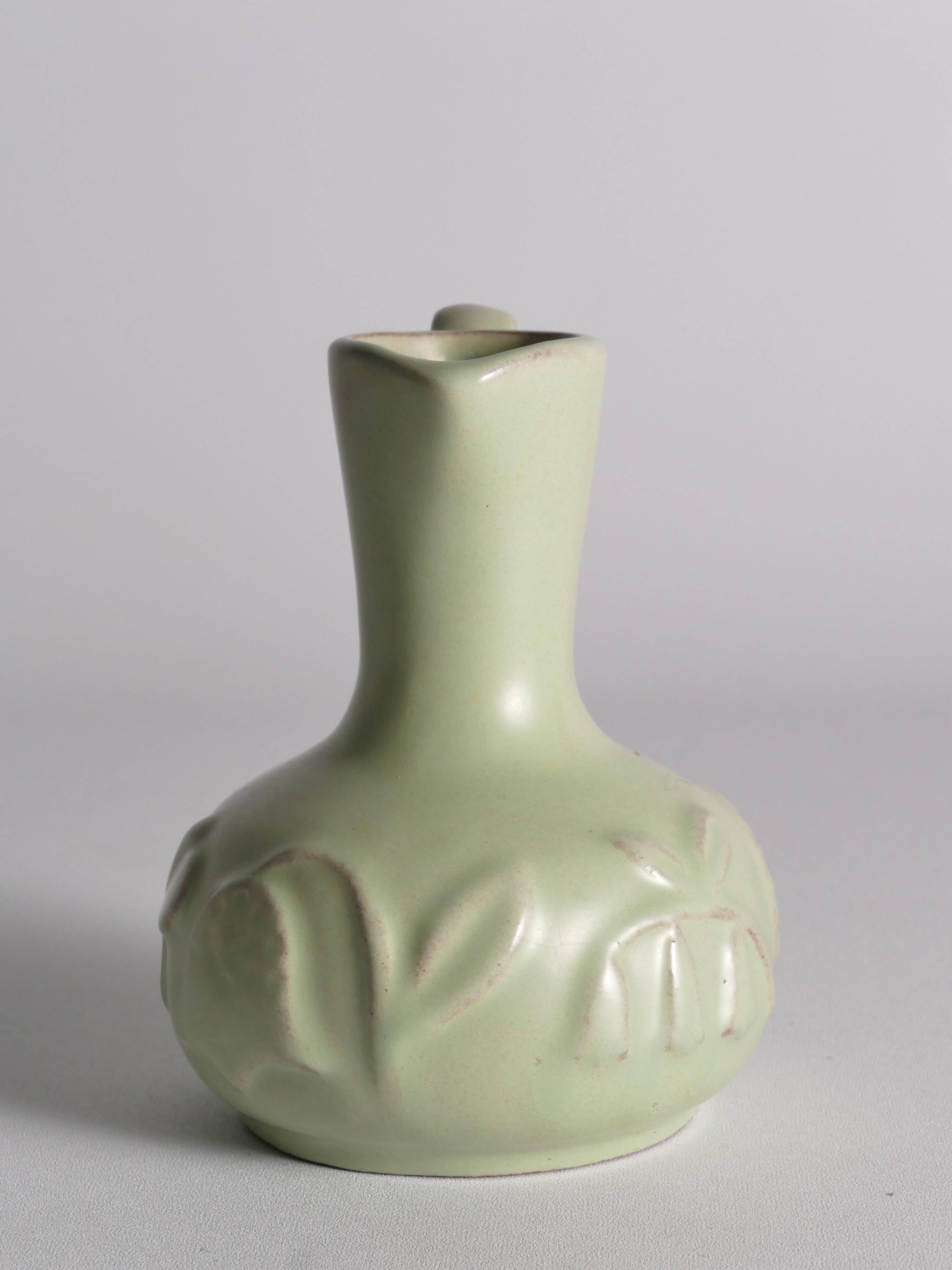 Celadon Green Relief Vase by Anna-Lisa Thomson, Upsala Ekeby, 1940s