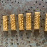 6 portes couteaux en céramique émaillée, barbotine, jaune dore vintage