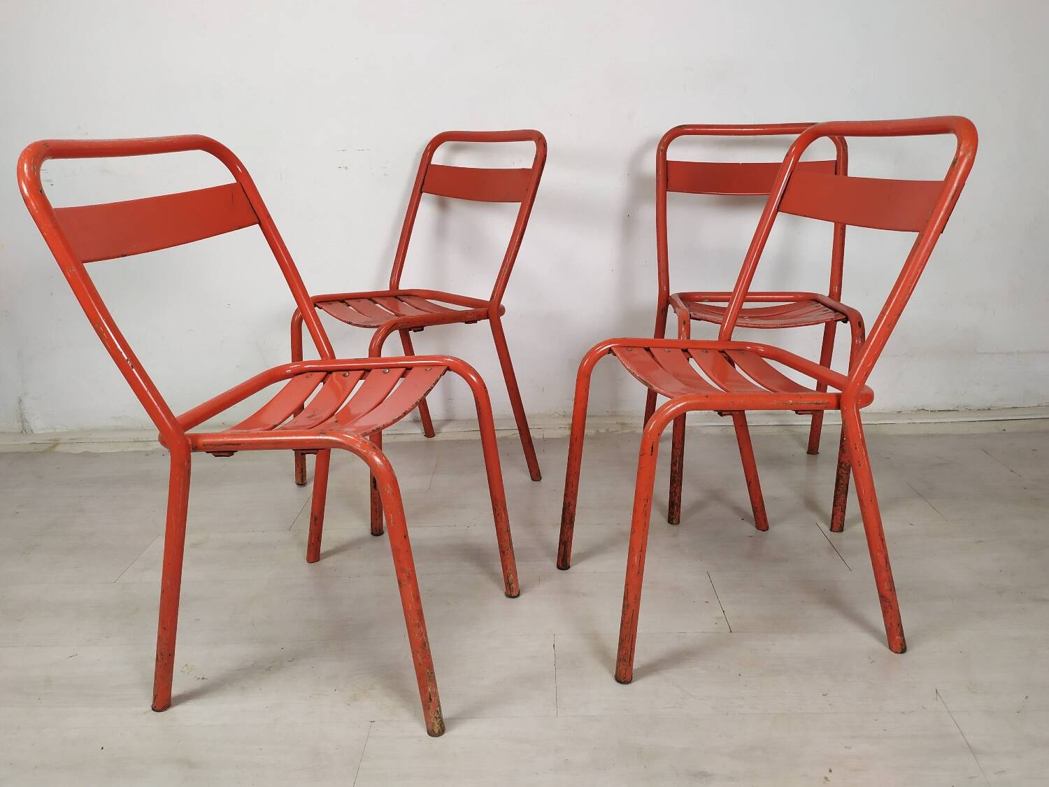 4 tolix metal bistro chairs