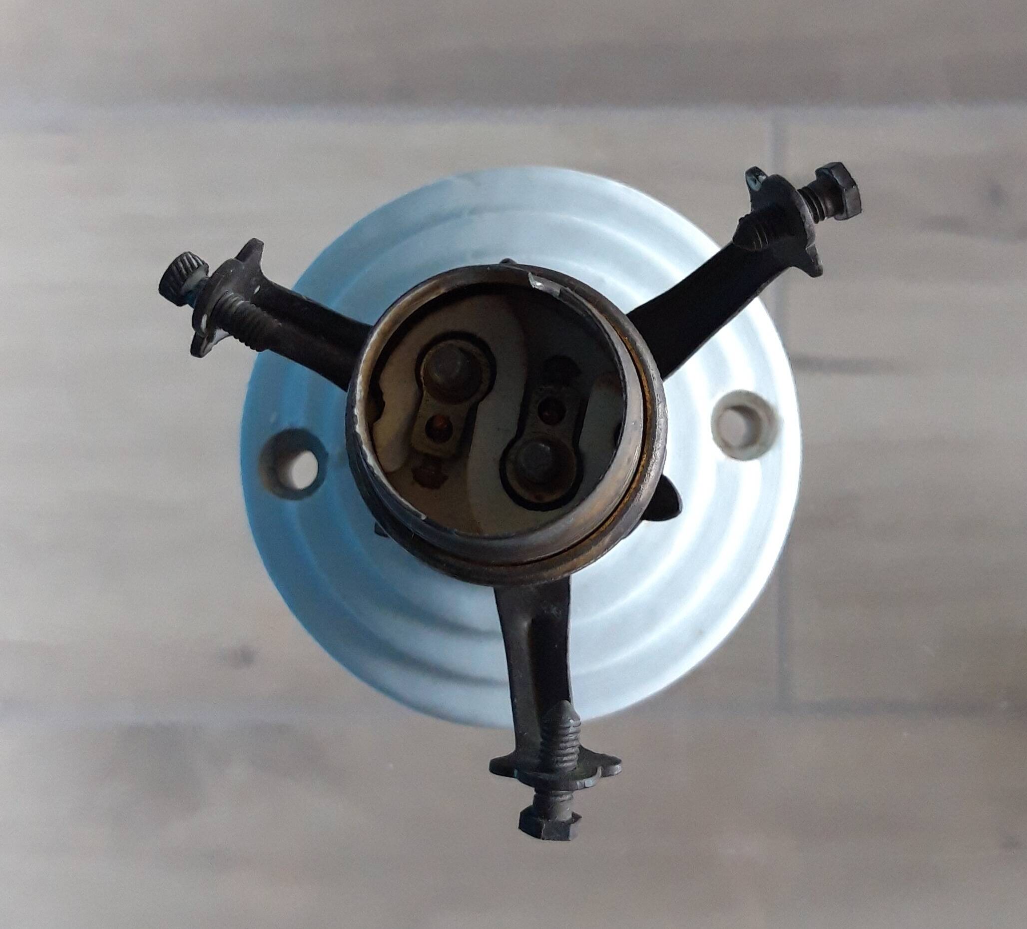 Pair of Art Nouveau 1900 frosted glass ceiling lights and their base