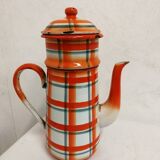 Old Vintage Orange Enameled Coffee Pot