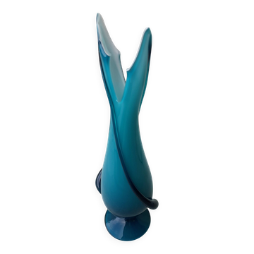 Blue Murano glass vase by Fratelli Toso