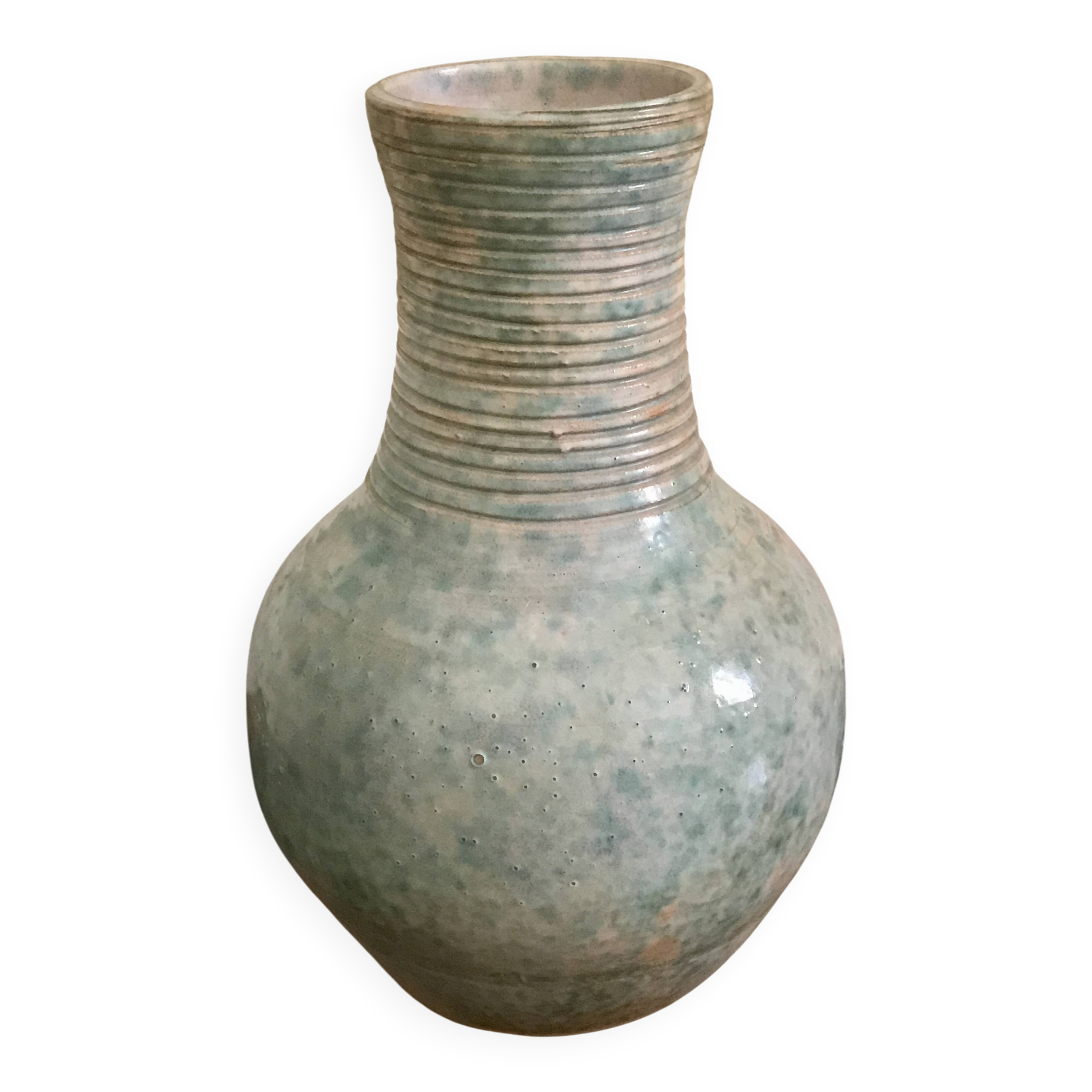 Antique turquoise terracotta vase