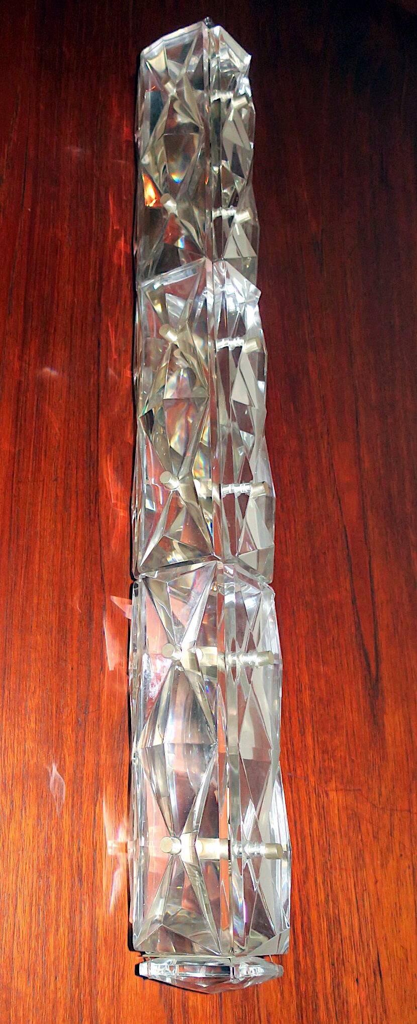 Kinkeldey mid century crystal long wall light, 1960s