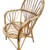 Fauteuil en rotin des années 60