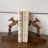 Serre-livres bouquetins en bois