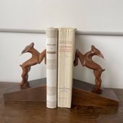 Wooden ibex bookends