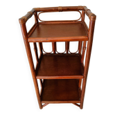 Petite table d'appoint ancienne en bambou et bois