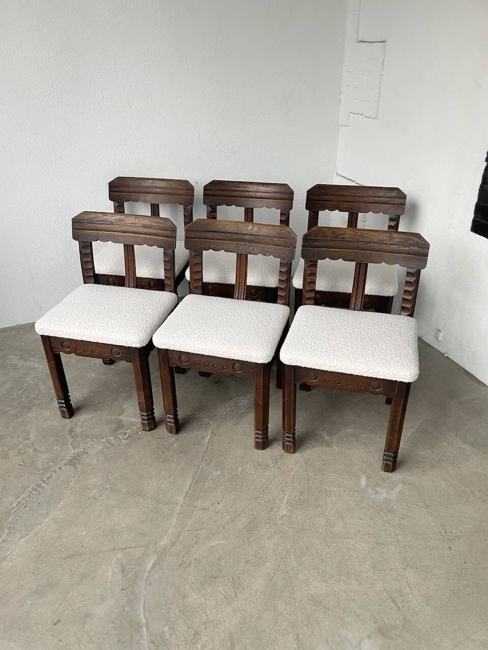 Set of 6 brutalist chairs from the 1940s