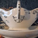 Old ceramic gravy boat earthenware hb&cie choisy le roi pornic 19th century model