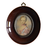 Miniature portrait of a young girl, framed and under glass