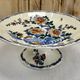 Compotier fruit cutters on pedestal Gien rooster and peonies 1938 1960