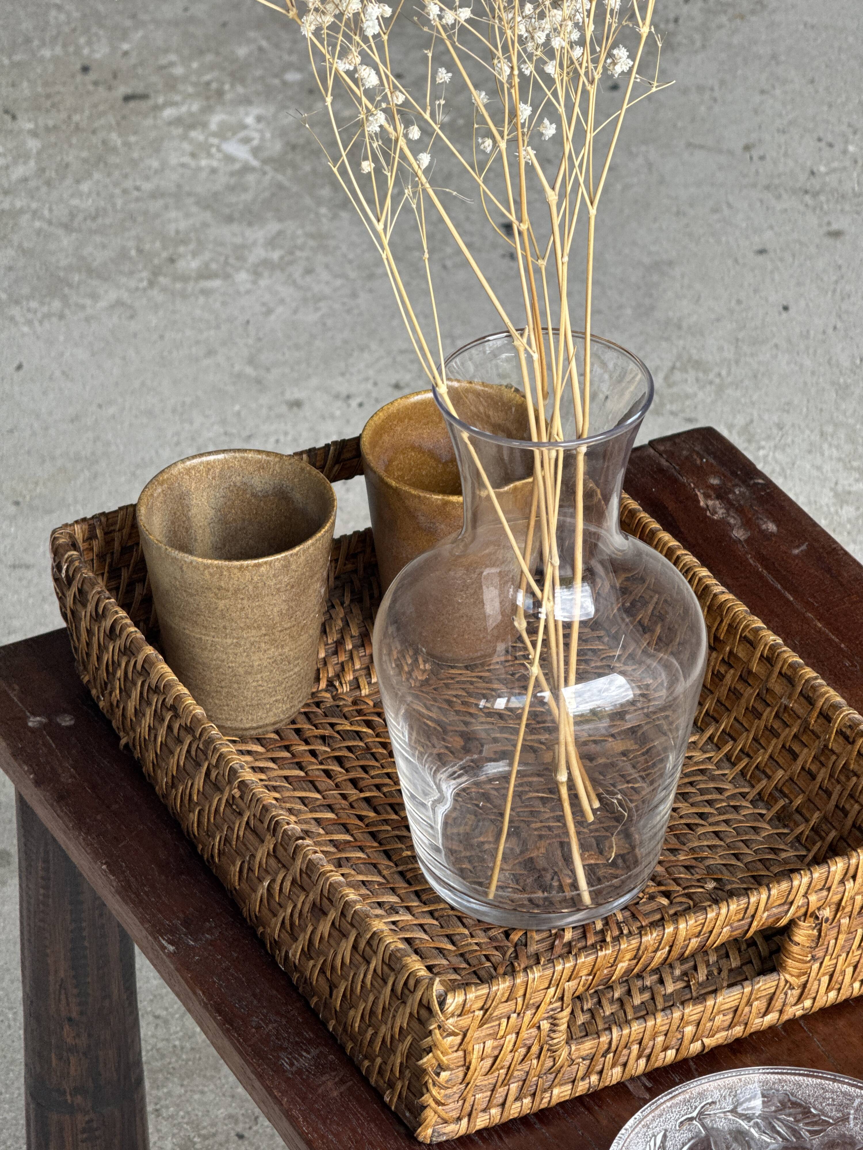 Rectangular woven wicker basket L32 W20 H8 cm