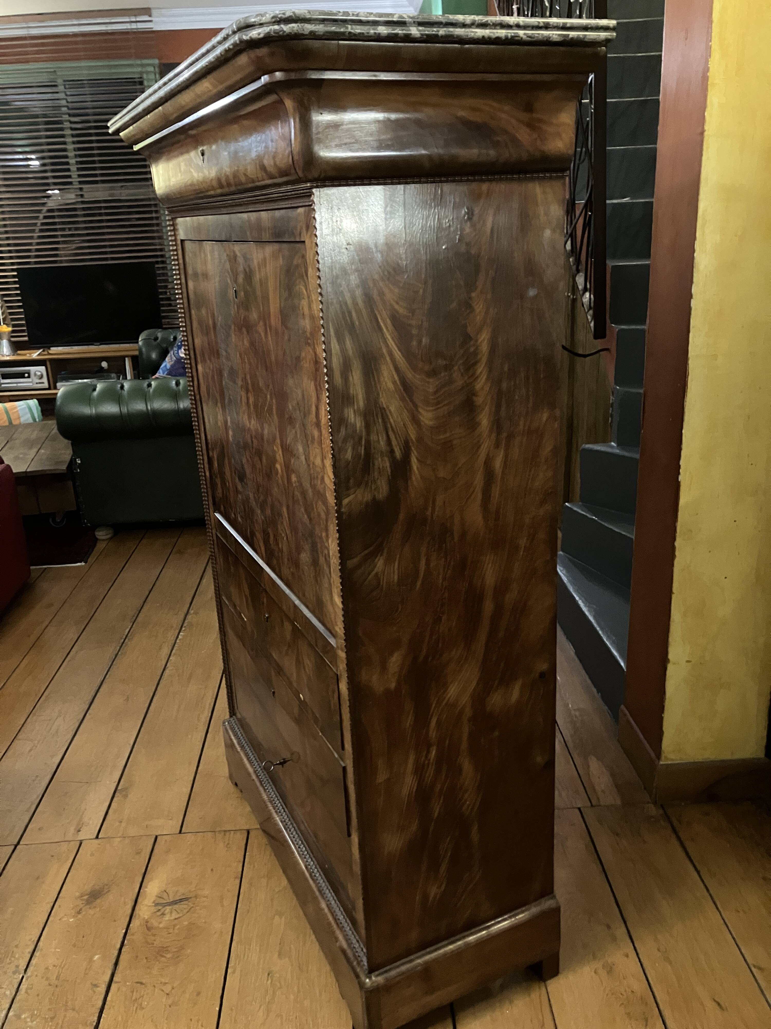 19th Century Secretary in Mahogany and Lemonwood
