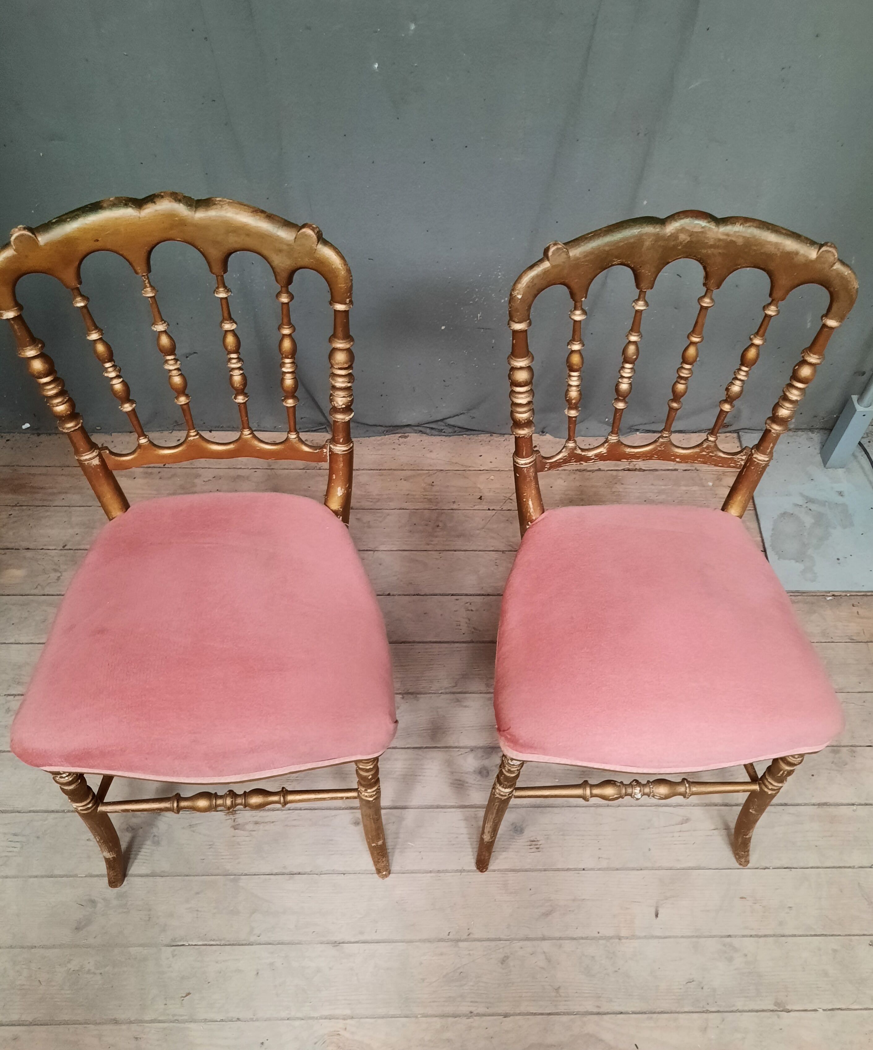 Pair of golden chairs Napoleon III