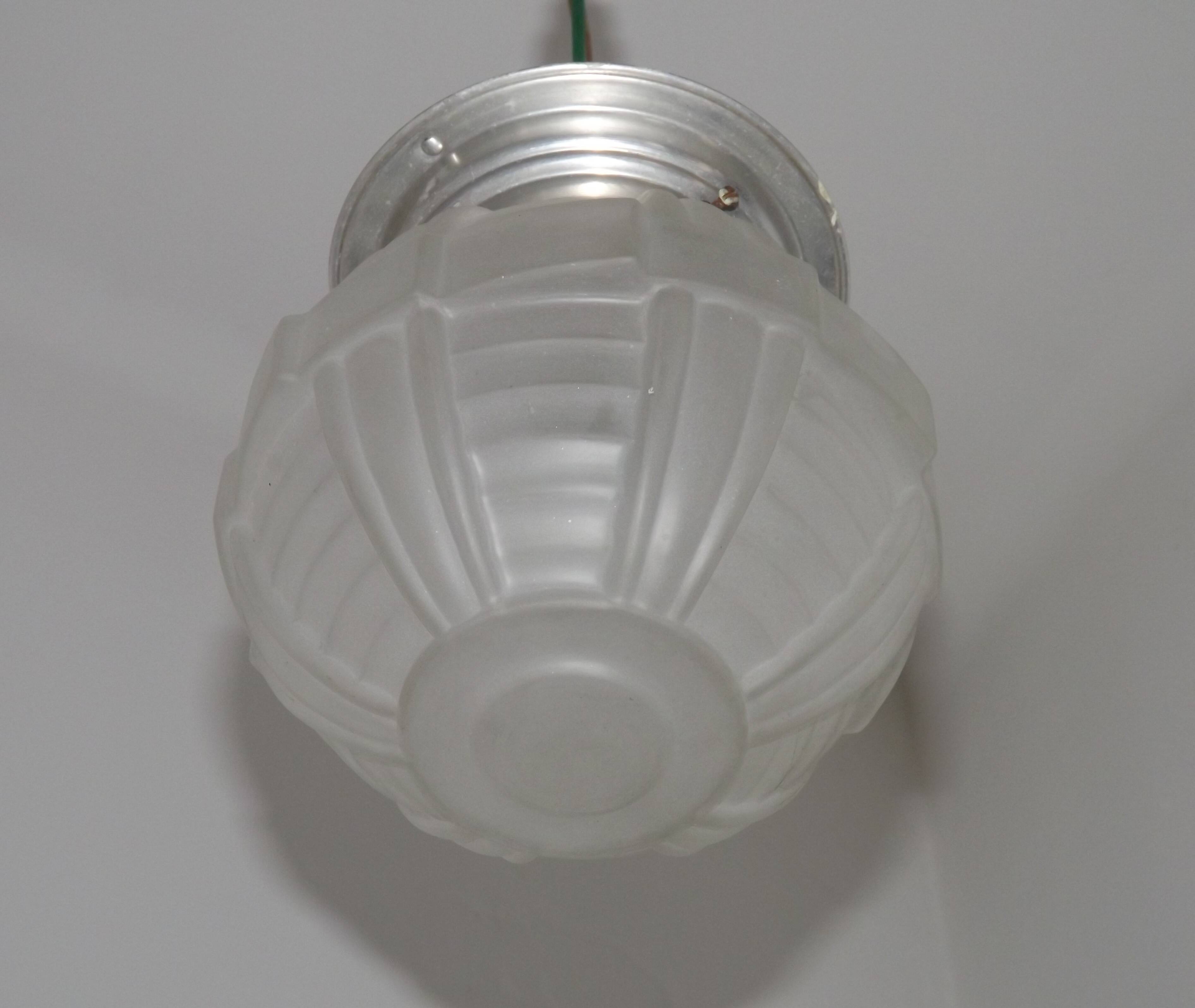 Art Deco ceiling light in glass and metal