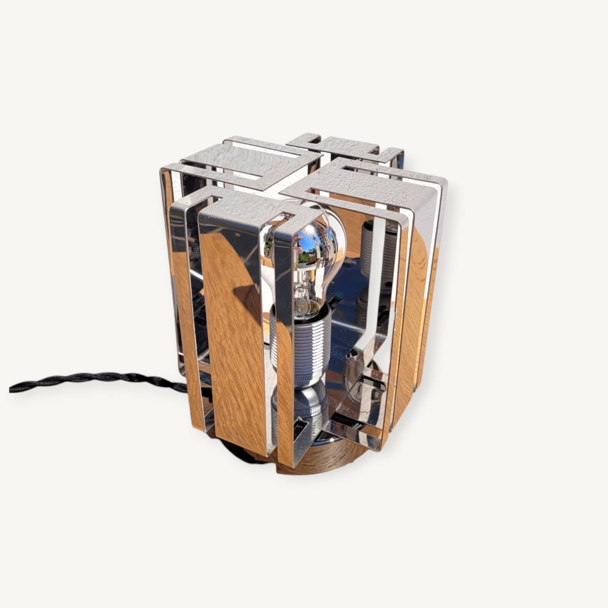 Vintage geometric chrome lamp 1970