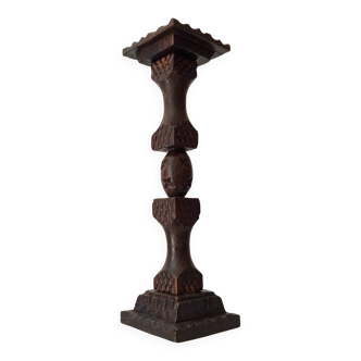 Vintage carved wooden pedestal ashtray