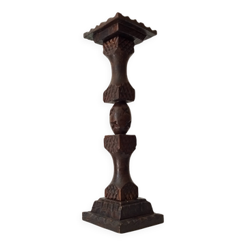 Vintage carved wooden pedestal ashtray