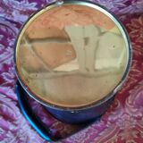 Leather and brass bucket-shaped wastepaper basket by St Valenti