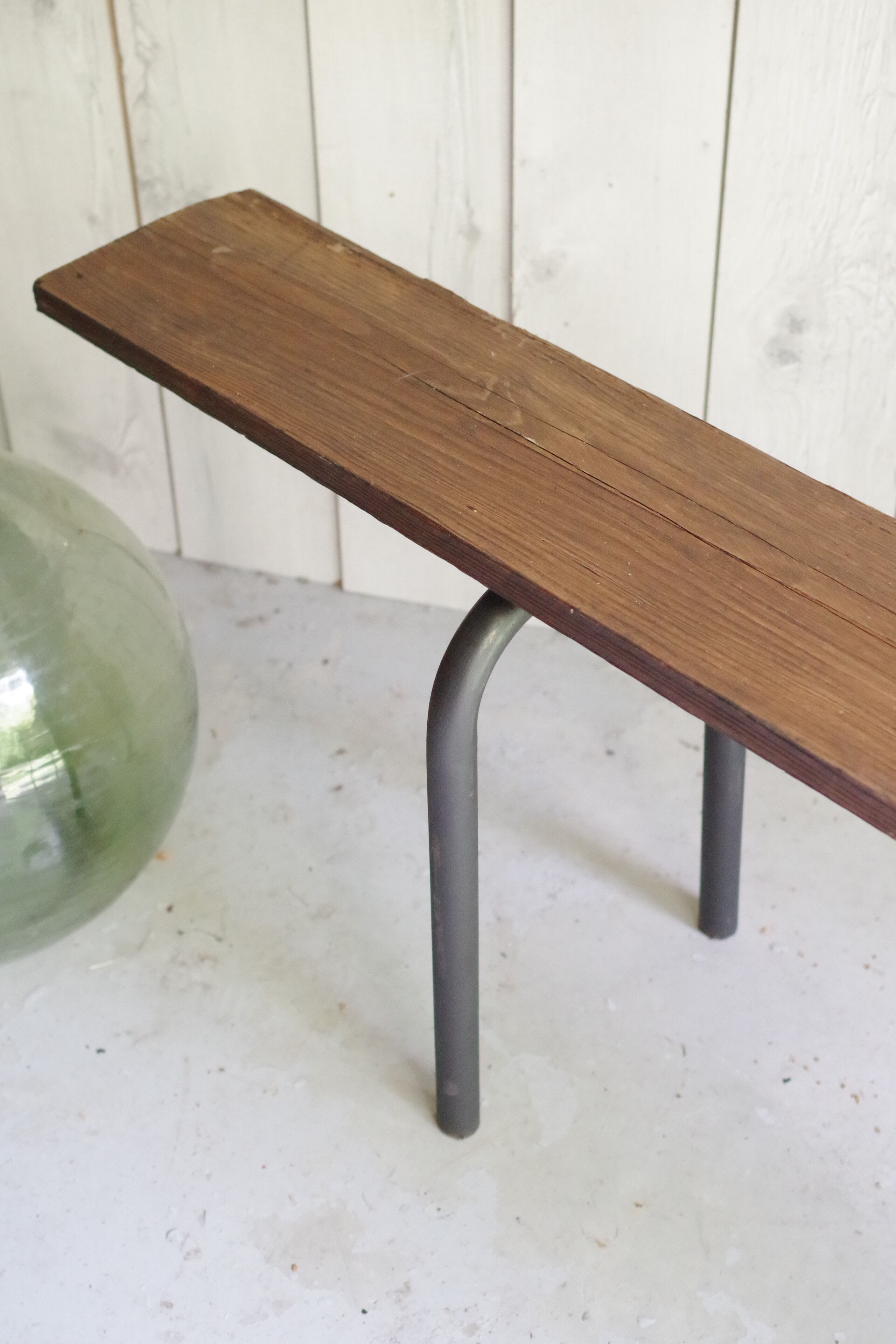 Old wooden and metal bench