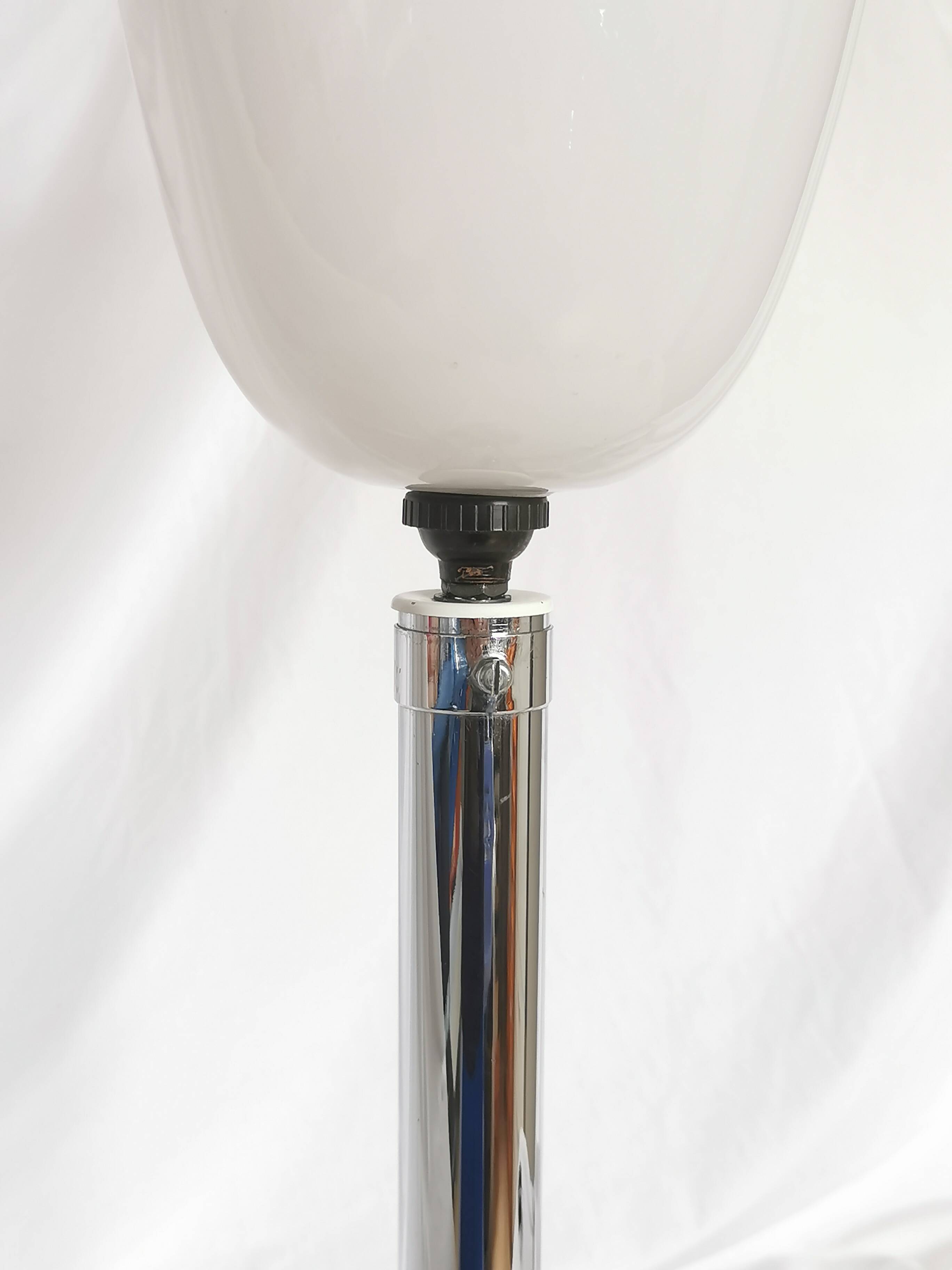 Large chrome and opaline lamp, Mazda and Ferdinand Solere, France, 1970